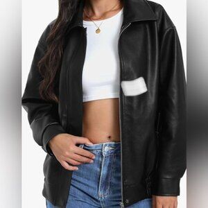 Women's Black Faux Leather Jacket